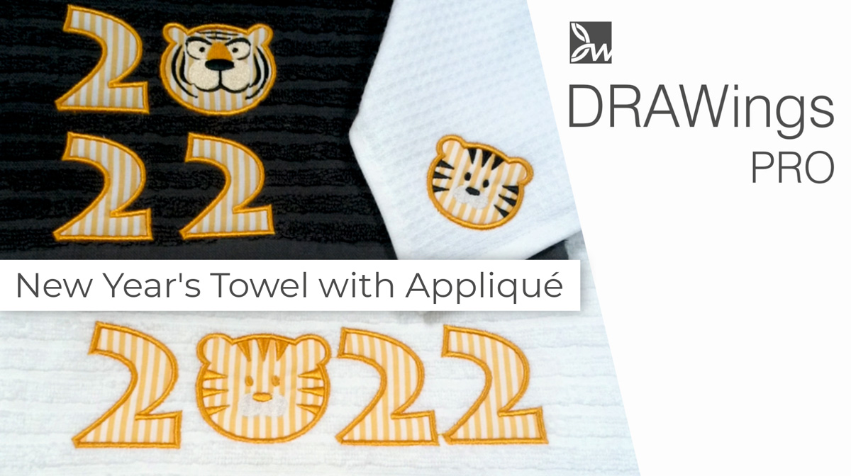 New Year's Towel aplique DRAWings