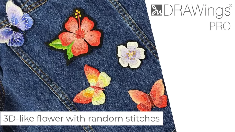 Create a Layered Hibiscus Flower Embroidery Patch with Random Stitches